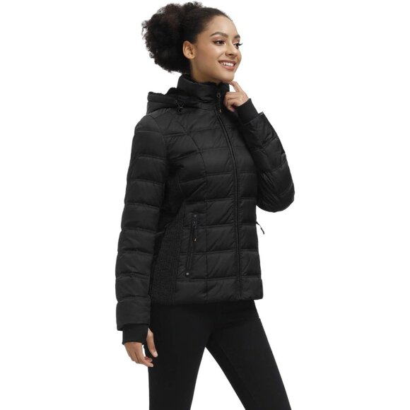 🆕 Women Black Long Fur Collar Hooded Winter Parka Puffy Coat Warm Bubble Jacket - Picture 3 of 7